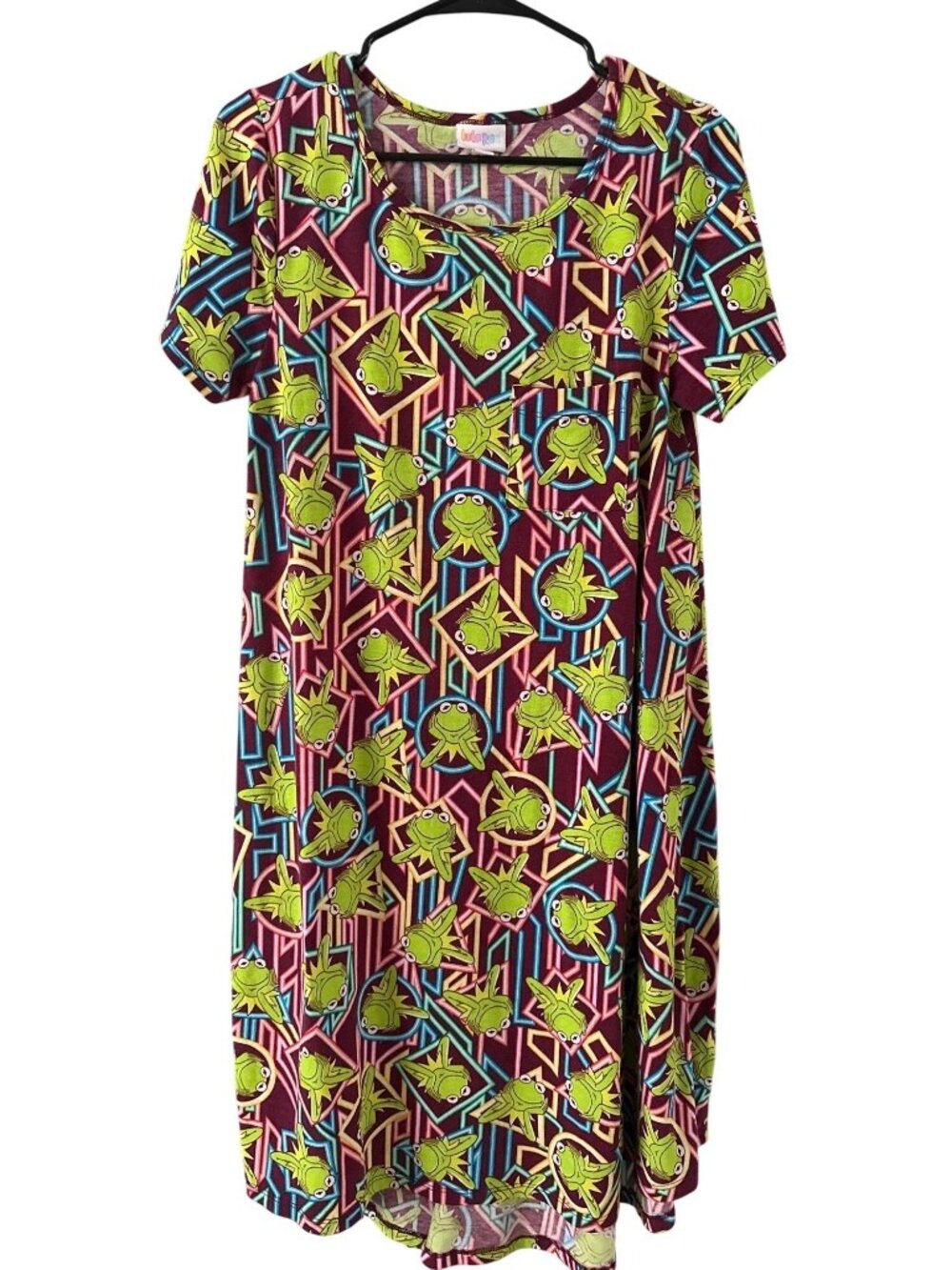 LuLaRoe Womens Small Kermit the Frog Disney Character Swing Dress y2k retro
